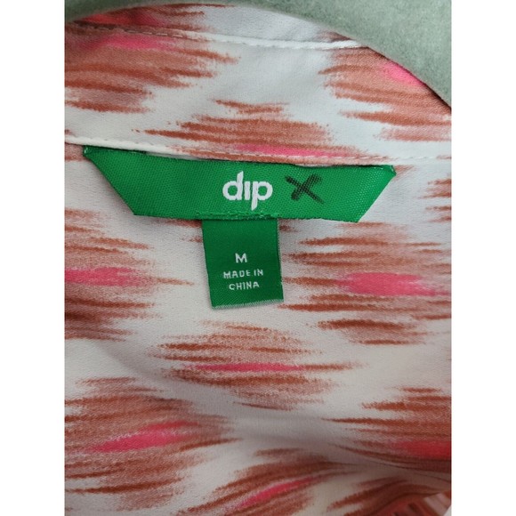 Dip Womens Size Medium Sleveless Button Up Long Belted Summer Dress White Coral - Picture 3 of 6